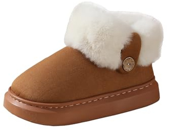 R-ISLAND Botas mujer,Botines,Zapato estar por casa,la suela hecho con Policloruro de vinilo,Comódo,para dormitorio,casa,salon. (Marrón, numeric_38)