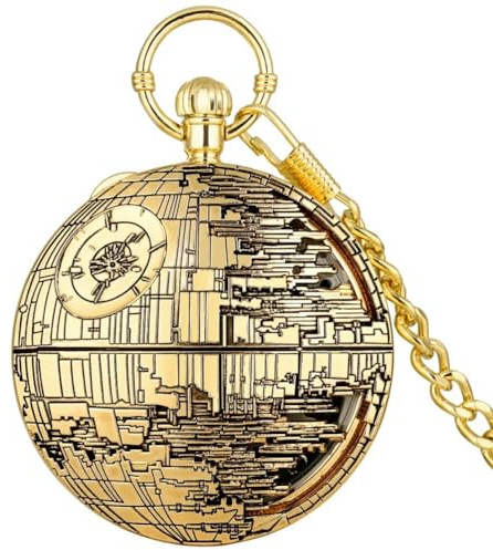 HIFFEY Reloj de Bolsillo Musical Retro Punk for Hombre, Reloj con Colgante de Cadena, Estilo Antiguo, tamaño Grande, exhibición de música, Reloj de Bolsillo, Regalos (Color : Gold)