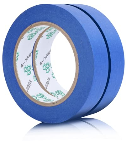 AiQInu 2 Rollen Malerkrepp Blau, Universal Kreppband Malerband, Abklebeband Maler, Klebeband für Malerarbeiten und Renovierungen, Masking Tape Blau, 24mm x 50m