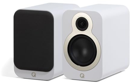 Q Acoustics 3020c Bookshelf Speakers Pair Satin White - 2-Way Reflex Enclosure Type, 4.75 Bass Driver, 0.9 Tweeter - Stereo Speakers/Passive Speakers for Home Theater Sound System