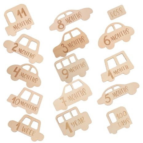 DOITOOL 15 Pièces Étapes Mensuelles De Garçon Fille Bois Panneaux pour Étapes Cartes De Croissance Né Cadeaux De Naissance pour Garçons Rondelles Décoratives