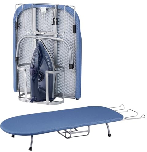 BiJun Small Ironing Board, Ironing Boards Foldable Tabletop Ironing Board Ompact Portable Mini Ironing Boards w/Iron Rest, Set for Dorm Rooms, RVs, Travel Apartments Blue
