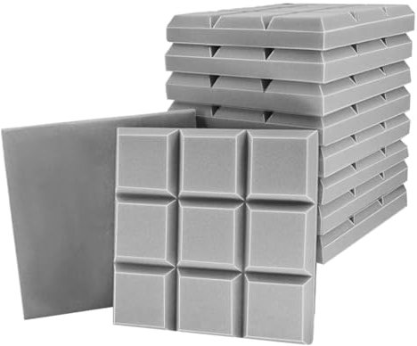 Paneles de amortiguación de ruido, espuma absorbente de sonido,10x Rolando de prueba de sonido - Almohadilla acústica 3D resistente al fuego de alta densidad de 12x12x2 pulgadas para la sala de instru