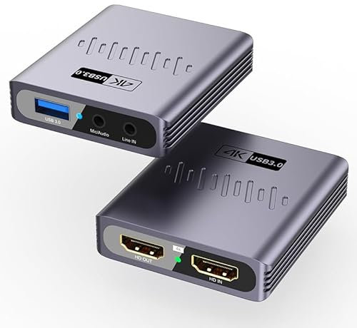 JMT USB 3.0 Video Capture Card 4K HD 60Hz Display Camera Live Recording Grabber Compatible with HDMI PS4 OBS Game