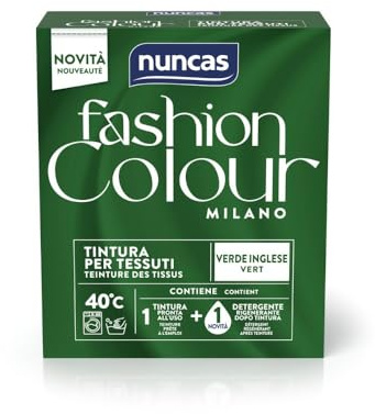 Nuncas Fashion Colour Milano - Vert - Kit de teinture textile - Prêt à l'emploi avec lessive post-traitement (180 g - 75 ml)