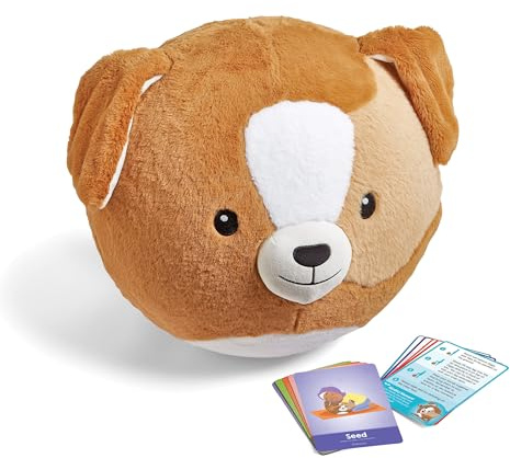 Learning Resources Yoga Ball Buddy med BubblePlush Hund, Yogaboll för Barn från 3 År, Yogaleksak för Balans och Rörelse, Inkluderar 12 Yogakort och Pump