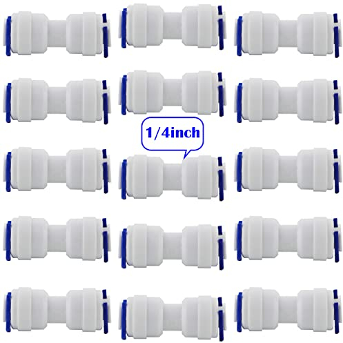 CESFONJER 15 PCS Wasserzulaufleitung Universal Anschluss-Set, RO Wasserfilter Fitting, 6,35mm (1/4) Pushfit gerade Stecker für Wasserrohr, drücken, Kühlschrankschlauch