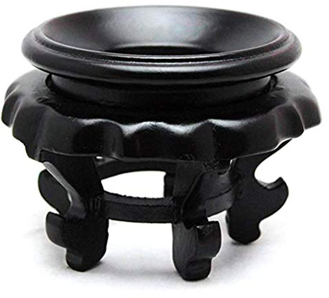 Merkts Espositore a sfera di cristallo con fondo a guscio d'uovo di struzzo, speciale base intagliata per decorazioni da scrivania
