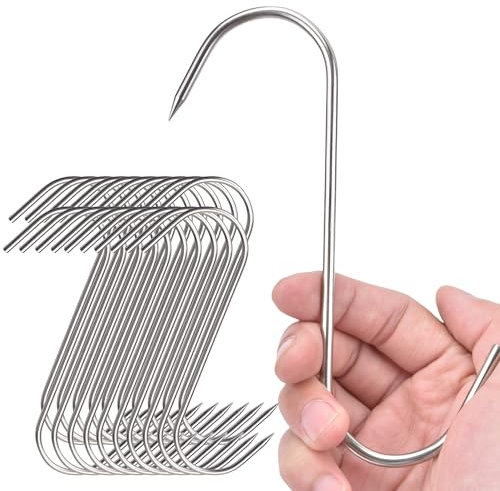 Alele 20p Meat Hooks,Stainless Steel Butcher Hooks Meat Hook Tool for Poultry Processing Smoking Drying Hanging BBQ (fba-Meat Hook 6inch 20pack 4mm)