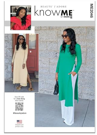 Know ME ME2046Y5 Robe en tricot deux longueurs et pantalon tissé pour femme Y5 (46-48-50-52-54)