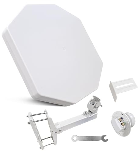 POWER SAT - Antenne Parabole Plate avec Un Port / 2 Sorties/Quatre Ports, Idéale pour la Télévision Satellite, Résistante aux Intempéries, Mini-compacte (Twin LNB)