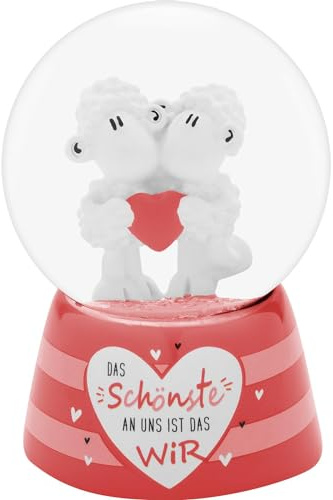 Sheepworld Traumkugel mit Motiv Das Schönste | Schneekugel mit Glitter, Spruch am Sockel, Höhe 6,5 cm, Polyresin | 73794