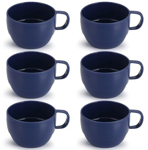 ReaNea Tazzine Caffe Set di 6, tazze da caffè 350ml, tazzine da caffè di plastica leggere e resistenti per la casa, all'aperto, picnic, campeggio, regalo di compleanno