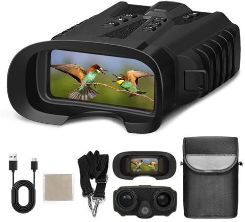 Kavolet mörkerseende, kikare 500 m, mörkerseende kikare med mörkerseende i fullfärg, 4X optisk zoom, 8X digital zoom uppladdningsbar 5200 mAh för fågelskådning, camping, jakt