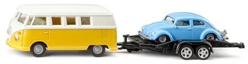 siku 2567, VW T1 Samba med transportsläp och VW Bubbla, 1:50, metall/plast, flerfärgad, tippbar lastyta