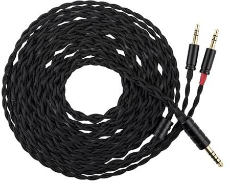 LINSOUL Tripowin Nova Over-Ear-Kopfhörerkabel, 4-adriges Silver Foil/OCC Hybrid Upgrade Kabel, 2M,Dualer 3,5 auf 4,4 mm/3,5 mm/XLR-Stecker, für Musiker & Audiophile (4,4 mm, Schwarz)