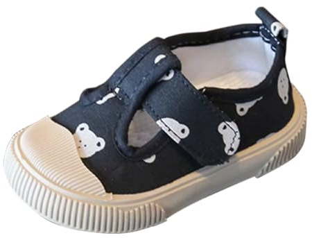 FGUUTYM krypskor baby, lära-gå-skor barn mjuk sula sandaler sneakers lätta babyskor barnskor utomhus sommar gummisula stängda tår sommarsandaler läderskor, svart, 21 EU
