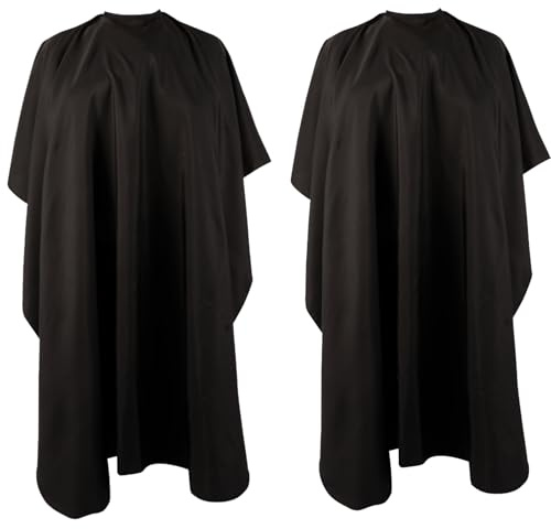 YELEGI Professional Hair Cutting Cape(2Pcs), Salon Barber Cape with Adjustable Snap Closure, Waterproof Hair Dye Color Cape Hair dressing stylist apron (Black)