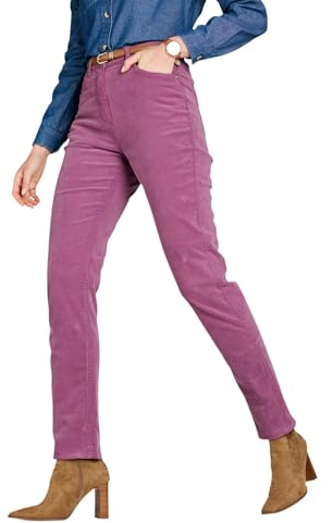 Amber Ladies Jeans with Elasticated Back Waist Jeans for Women Stretch Cord Grape 16 Short