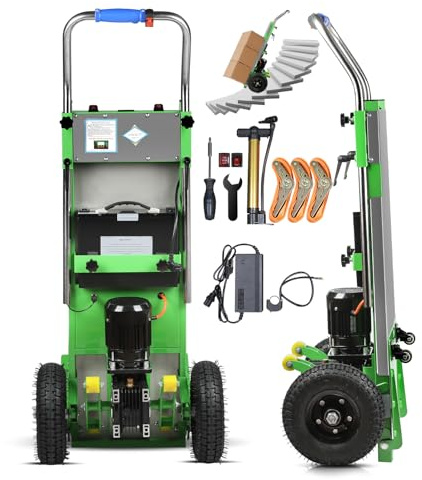 Electric Stair Climbing Dolly, 1250W Electric Stair Climbing Hand Truck, 900lbs Load Capacity, 3 Mode Folding Stair Climber Hand Trucks with Telescopic Handle for Moving Furniture (Green/Tyre)