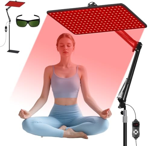 200 LED lampada a infrarossi con 5 livelli di luminosità per tutto il corpo e il viso, grande luce rossa per terapia della luce rossa, 3 onde di lunghezza (660 nm, 850 nm, 940 nm)