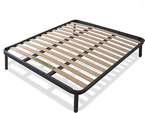 Dormiland - Rete Letto Ortopedica a Doghe in Legno di Faggio e Struttura in Acciaio 120x190 cm Altezza - Made in Italy