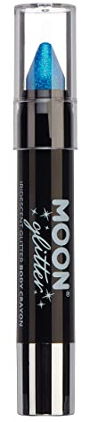 Iridescent Glitter Paint Stick/Body Crayon makeup for the Face & Body by Moon Glitter - 3.5g - Blue