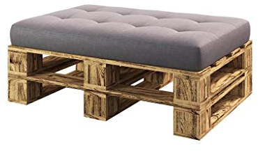 sunnypillow Palettenmöbel Gartenmöbel Set aus Holz Indoor/Outdoor Europaletten Möbel Sofa Gartensofa Bank Sessel Holztisch für Balkon Terrasse Garten | geflammt Hocker 120 x 80 cm Höhe : 30 cm