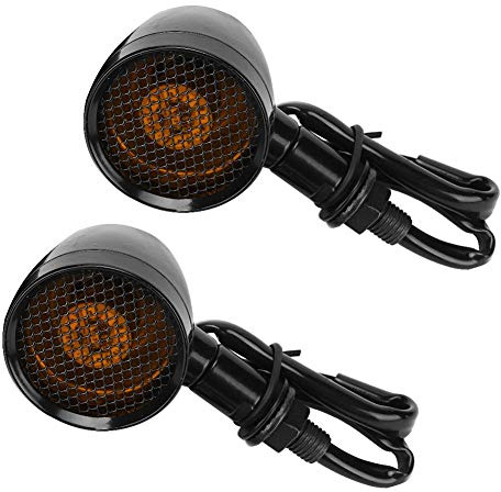 Yctze 2 Pcs Clignotant Lampe, 12 V Universel Moto Rétro Grille LED Frein Lumière En Métal Shell Clignotant Clignote Clignote Indicateurs Clignotants Lumières (Lentille
