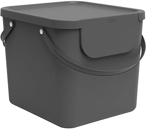 Rotho Albula Mülltrennungssystem 40l für die Küche, Kunststoff (PP) BPA-frei, anthrazit, 40l (40.0 x 35.8 x 34.0 cm)