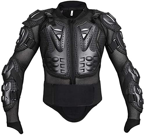 Motorrad Schutz Jacke Motocross ATV Protektorenjacke Protektoren Schutzkleidung Schutzjacke Schutzausrüstung Berg Reiten Skaten Snowboarden Brustpanzer mit Rückenprotektor Black,2XL