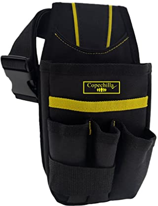 Copechilla sac a outils noir professionnel avec ceinture réglable et boucle de ceinture,solide résistant à l'usure,matériau en nylon épais à double couche,famille ou professionnel
