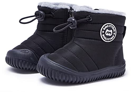 BMCiTYBM Baby Snow Boots Boys Girls Winter Infant Shoes Anti-Slip 6 9 12 18 24 Months Faux Fur Black Size 12-18 Months Toddler