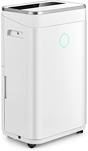 GOPLUS Luftavfuktare, 25 l/dag, elektrisk avfuktare för rum upp till 30 m², 3 driftlägen, LED-display, 24-timmars timer, 6,5 liters vattentank, avloppsslang, rumsavfuktare (25 l