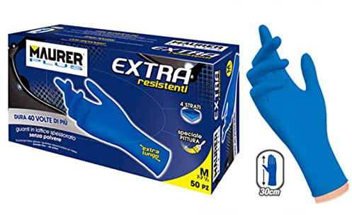MONDO VIRO Pacco da 50 guanti in puro lattice monouso spessorati per tutti gli usi colore blu (L)