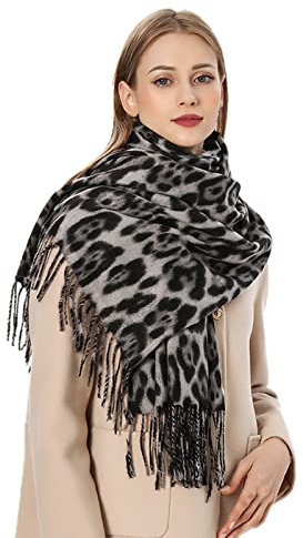 Damen Schal Winter Kariert Groß Weich Elegant Halstuch Kariert Karo Winterschal Plaid XXL Deckel Kuschelig Lang Frauen Deckenschal Schlupfschal Poncho Damenschal (Y21-Grey, A)