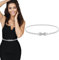 Amabro Taillengürtel Damen,Stretchgürtel Verstellbarer Gürtel Damen Schmal Dünnen Metall Taillengürtel Ledergürtel Stretchy Mode für Kleider Silber 75-90 cm