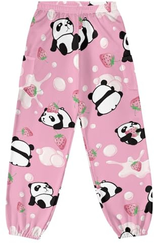 JOAIFO Cute Panda Print Harem Pants Women Wide Leg Yoga Pants Active Leggings for Ladies Hippie Kung Fu Pants Womens Sweatpants for Dance Travel
