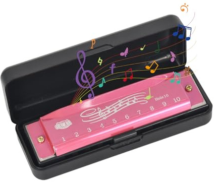 Colexy Harmonica Diatonique 10 Trous En Do, Harmonica Blues Harp, Avec Étui, Son Excellent, Pour Adultes, Joueurs Professionnels, Étudiants Et Débutants (Rose)