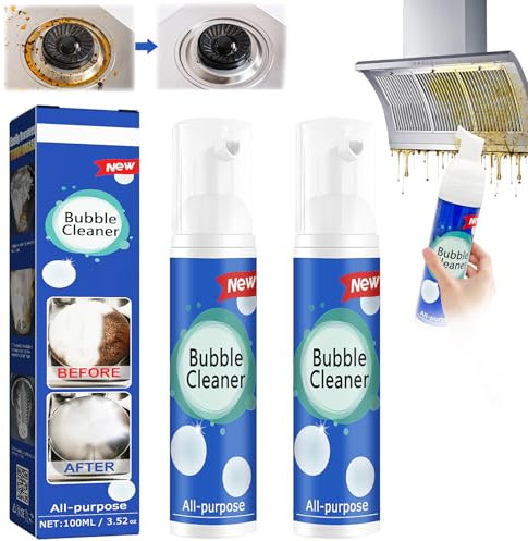 2PCS Detergente per Bolle da Cucina,Potente Detergente per Schiuma,Spray per Bolle di Pulizia Multiuso,Detergente Schiumogeno per Macchie di Olio Pesante,Schiuma Multiuso Detergente