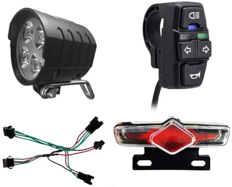 Giilayky Ensemble de Feux et pour VéLo éLectrique 36V 48V 52V 60V avec DK336 Light Horn Turning Switch E-Bike Light