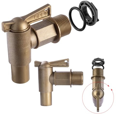 KADAX utloppskran för regntunna, 3/4 tums plastkran, kran med tätning och låsmutter tätningstejp, kran för vattentank (guld, 84 mm)
