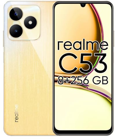 realme C53 Smartphone Android Desbloqueado, teléfono móvil con Doble SIM, cámara AI de 50MP, Pantalla LCD de 6,74 y 90 Hz, 8 GB de RAM y 256 GB de ROM, batería de 5000 mAh, Gold Champion