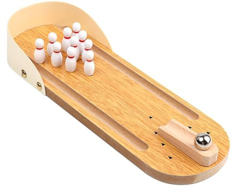 Laroal Jeu de quilles Mini Jeu de quilles Décoration de Bureau en Bois