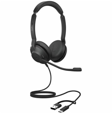 Jabra Evolve2 30 SE (2025 Version) Wired Dual-Ear Headphones with Microphone for Work – Computer Headset - USB-A and USB-C Cable - Microsoft Teams Certified - Goes with All Meeting Platforms – Black