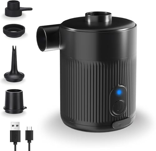 ZAPLIT Pompa ad aria elettrica portatile 2 in 1, gonfiaggio e sgonfiaggio rapido, con ugello esteso e flusso d'aria stabile, 4 ugelli + borsa per materassini e piscina