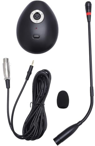 Microfono condensatore a collo di cigno, microfono a condensatore cardioide, microfono desktop multifunzionale, preamplificatore in linea per il collo e in linea