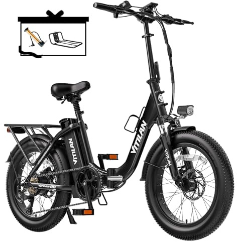 Zylvro U3 Bici Elettrica Pieghevole Adulti, Bicicletta Elettrica con 48V 13Ah Batteria, Autonomia 60-120 km, 20*3,0 Fat Tire Ebike, 7 Velocità (U3(Nero))