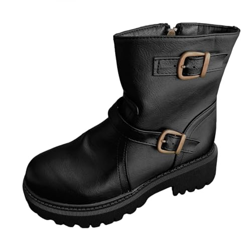 Generisch Bottines à bout rond pour femme avec talon - Bottines courtes à enfiler - Chaussures de loisirs - Automne et hiver - Bottes d'équitation pour Dirndl, O Noir., 41 EU