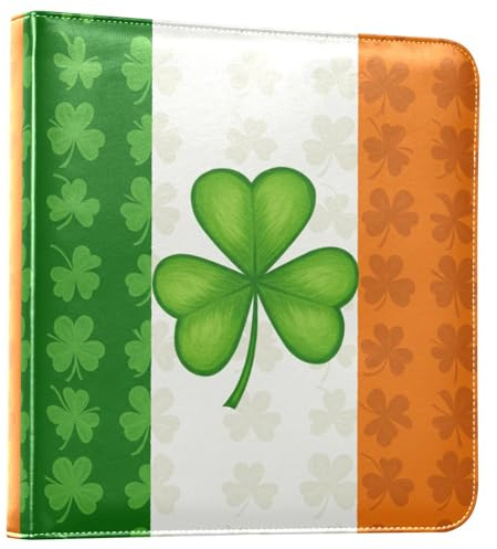 Reiacy Grand album photo autocollant – Livre de souvenirs en cuir avec motif drapeau irlandais – Classeur à anneaux rechargeable avec 20 feuilles pouvant contenir des photos de 15,2 x 10,2 cm, 17,8 x